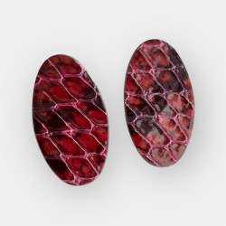 Boucles d'oreilles créoles femme en cuir mauve vue de face