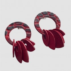 Boucles d'oreilles en cuir rouge et noir
