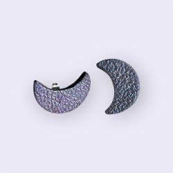 Boucles d'oreilles en cuir femme LISE mauve en forme de lune