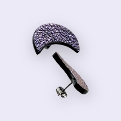 Boucles d'oreilles en cuir femme LISE mauve vue de profil