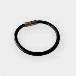 bracelet cuir noir réalisé dans nos ateliers en Corrèze
