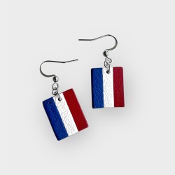 Boucles d'oreilles bleu blanc rouge en cuir