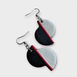 Bijoux boucles d'oreilles en cuir noir et blanc