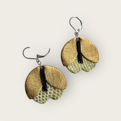 Boucles d'oreilles faites main en cuir doré