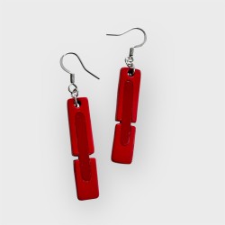BOUCLES D'OREILLES ARTISANALES EN CUIR ROUGE