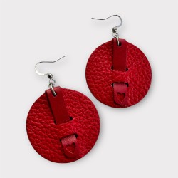 Créoles artisanales en cuir rouge