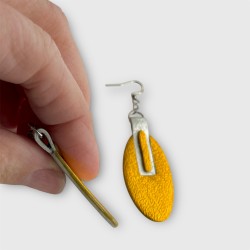 BOUCLES D'OREILLES EN CUIR JAUNE JUILLAC