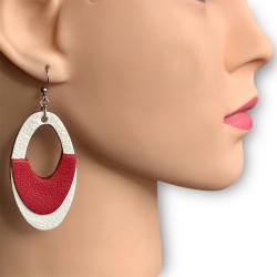 BOUCLES D'OREILLES CRÉOLES ARTISANALES CUIR POMPADOUR