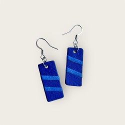 Boucles d'oreilles femmes en cuir bleu modèle ANNE