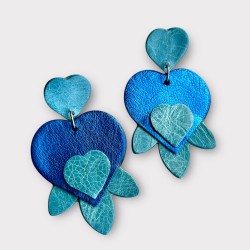 Boucles d'oreilles artisanales cœurs bleu