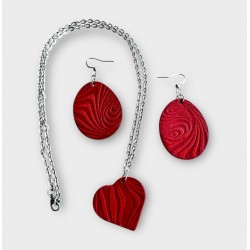 JUILLAC PARURE BIJOUX CUIR ROUGE