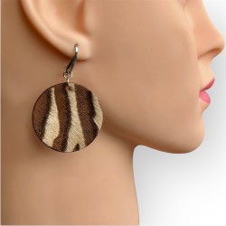 CRÉOLES ZÉBRÉES EN CUIR