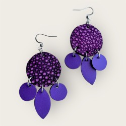 Boucles d'oreilles en cuir mauve faits main