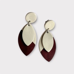 Boucles d'oreilles en cuir bicolore fabriquées à la main en Limousin