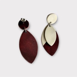 Boucles d'oreilles bicolore en cuir vue de dos et de face