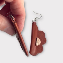 Boucles d'oreilles Odile en cuir marron fait main