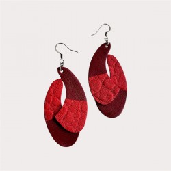Boucles d'oreilles en cuir rouge créations artisanales