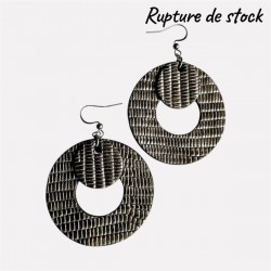 Créoles en cuir argentées avec mention rupture de stock