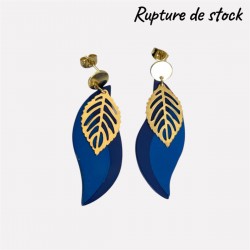 Boucles d'oreilles en cuir bleu avec mention rupture de stock