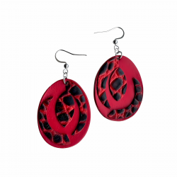 Boucles d'oreilles en cuir rouge ovales crées en Corrèze près de Limoges