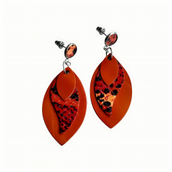 Boucles d'oreilles en cuir orange créés en Limousin à Juillac