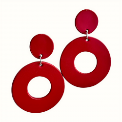 Grandes créoles en cuir rouge faites main à Juillac en Corrèze