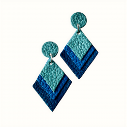 Boucles d'oreilles avec fermoir clou en cuir bleu
