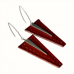 Boucles d'oreilles en cuir véritable embossées