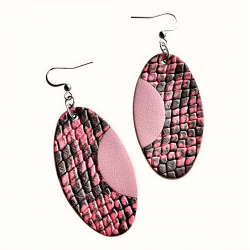Boucles d'oreilles en cuir rose ovales créations artisanales en Corrèze à Juillac