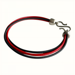 Bracelet cuir noir et rouge