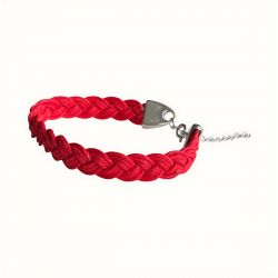Bracelet en cuir rouge tressé
