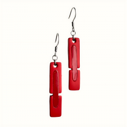 Boucles d'oreilles en cuir rouge minimaliste en forme de bâton