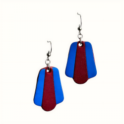 Boucles d'oreilles en cuir prune et bleu