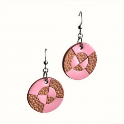 Petites créoles en cuir rose et vieux rose en cuir