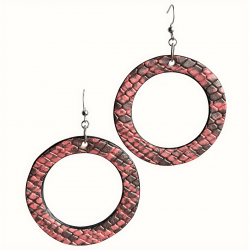 Grandes créoles en cuir rose et noir