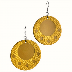 Grandes créoles en cuir 2 tons de jaune