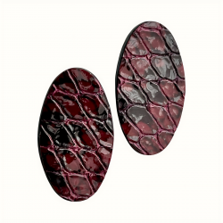 Créoles ovales artisanales en cuir effet reptile rouge brique
