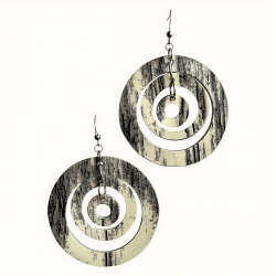 Grandes créoles en cuir noir et blanc