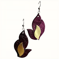 Boucles d'oreilles en cuir flamme rouge brique