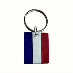 Porteclé patriotique en cuir bleu blanc rouge