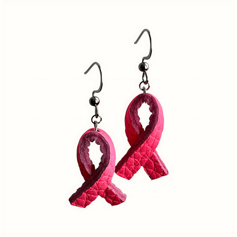 Boucles d'oreilles ruban rose pour octobre rose