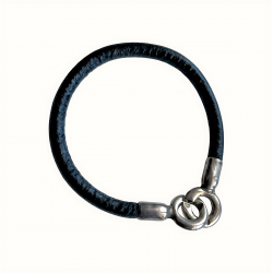 Bracelet en cuir noir fermeture mar menottes