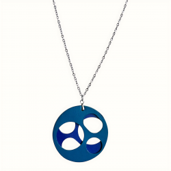 Grande collier en cuir deux tons de bleus