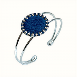 Bracelet en jonc acier inox et cuir