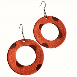 Créoles en cuir orange à pois