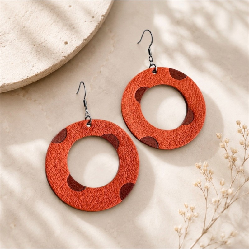 Créoles orange en cuir