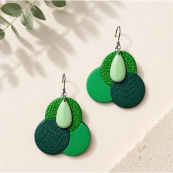 Boucles d'oreilles en cuir trois tons de vert